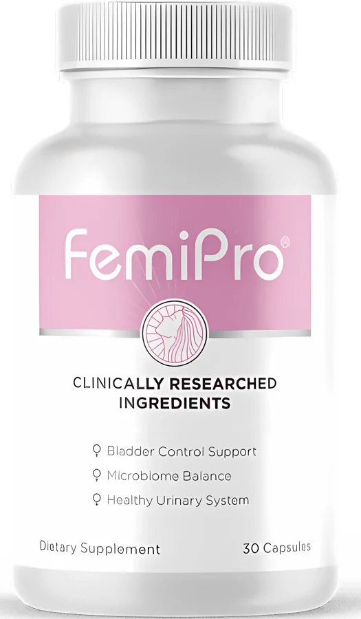 FemiPro bladder and urinary support supplement bottle, 30 capsules